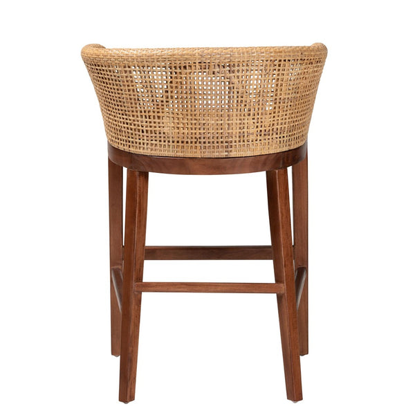 Baxton Studio bali Papua Counter Stool - Handcrafted Modern Bohemian Rattan & Acacia Wood for Stylish Comfort Papua-Wood/Natural-CS