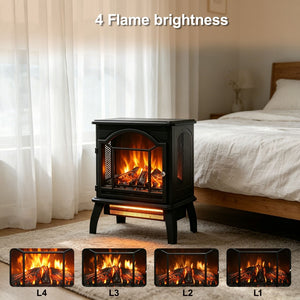English Elm 18 Inch Infrared Quartz Freestanding Electric Fireplace Stove with 3d Flame Effect W1769112699