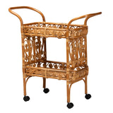 bali & pari Diwata Modern Bohemian Natural Brown Rattan Kitchen Cart