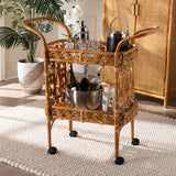 bali & pari Diwata Modern Bohemian Natural Brown Rattan Kitchen Cart