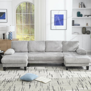 English Elm U-Shaped 4-Seat Sofa With Double Chaise – Luxurious Velvet, Modular Comfort For Your Living Room W2705S00015-GIGA