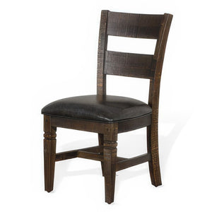 English Elm Flint Ladderback Dining Chairs Set of Two Mahogany Frame with Gray Upholstered Seat B056P416924