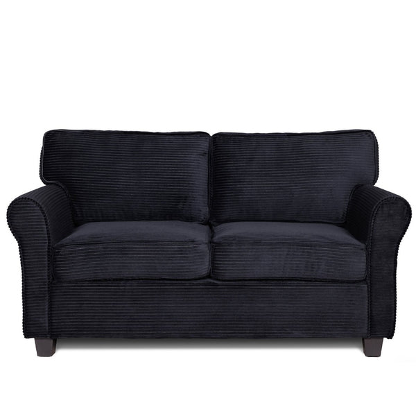 English Elm 57" Corduroy Two Seater Sofa Removable Cushions Solid Wood Frame Compact Living Room Black W2715P433633