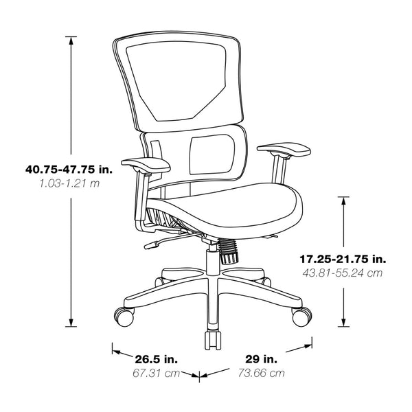 OSP Home Furnishings Vertical Matrix Ergonomic Manager Chair with Lumbar Support for Executive Workspace Comfort 639-T11N48P
