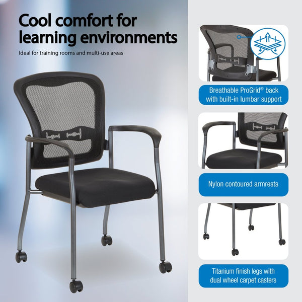 OSP Home Furnishings Titanium Pro-line Stackable Visitors Chair with Lumbar Support for Reception Spaces 84540-30