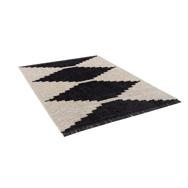 JLA Home Madison Park - Black Madison Park Amanda Area Rug — Plush High-Pile Black & Ivory Geometric Design, Machine-Woven Comfort and Grip MP35-7596