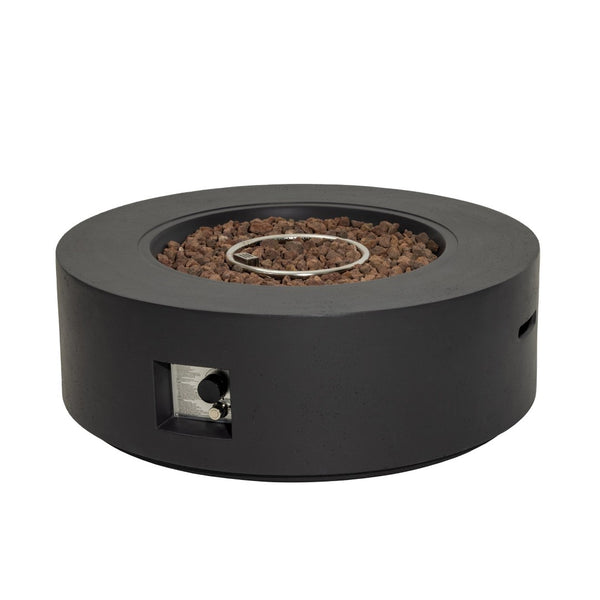 English Elm 40" Round Propane Fire Pit Table Mgo Concrete Outdoor Patio 50000 Btu Dark Gray W3016P444273