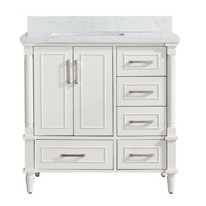 English Elm Fully Assembled 36 Inch Bathroom Vanity Carrara Marble Top Dual Basin Rubberwood W1826P308992