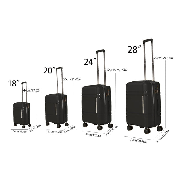English Elm 6-piece Hard Shell Spinner Luggage Set Expandable Polypropylene with Combo Lock Black T3292P327435