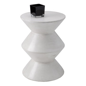 Sunpan Union End Table - Unique Cylindrical Concrete Design for Stylish Indoor and Outdoor Spaces White