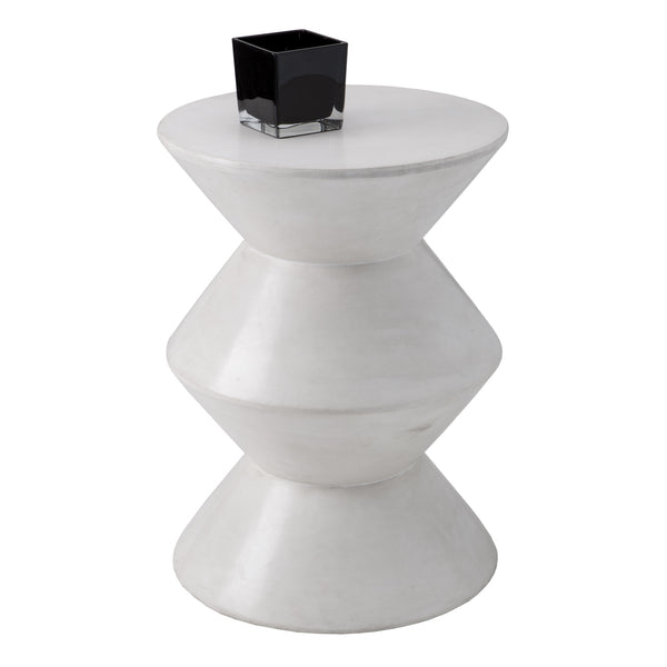 Sunpan Union End Table - Unique Cylindrical Concrete Design for Stylish Indoor and Outdoor Spaces White