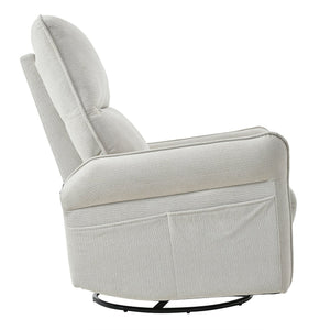 English Elm 360° Swivel Rocker Recliner Chair with Pull-Ring Recline, 360° Swivel, Rocking Comfort for Living Spaces Gray W1028S00049