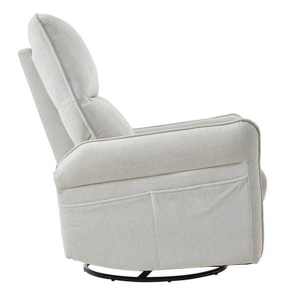 English Elm 360° Swivel Rocker Recliner Chair with Pull-Ring Recline, 360° Swivel, Rocking Comfort for Living Spaces Gray W1028S00049