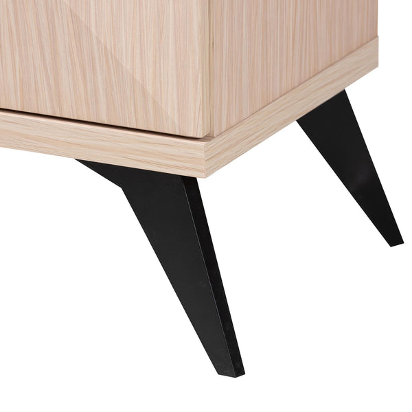 Baxton Studio Draper Mid-Century Modern Two-Tone Light Brown and Black Wood 4-Door Sideboard Buffet