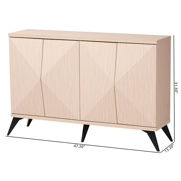Baxton Studio Draper Mid-Century Modern Two-Tone Light Brown and Black Wood 4-Door Sideboard Buffet
