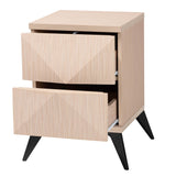 Baxton Studio Draper Mid-Century Modern Two-Tone Light Brown and Black Wood 2-Drawer Nightstand