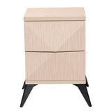 Baxton Studio Draper Mid-Century Modern Two-Tone Light Brown and Black Wood 2-Drawer Nightstand