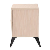 Baxton Studio Draper Mid-Century Modern Two-Tone Light Brown and Black Wood 2-Drawer Nightstand