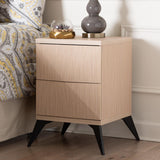 Baxton Studio Draper Mid-Century Modern Two-Tone Light Brown and Black Wood 2-Drawer Nightstand