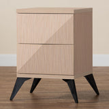 Baxton Studio Draper Mid-Century Modern Two-Tone Light Brown and Black Wood 2-Drawer Nightstand