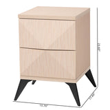 Baxton Studio Draper Mid-Century Modern Two-Tone Light Brown and Black Wood 2-Drawer Nightstand