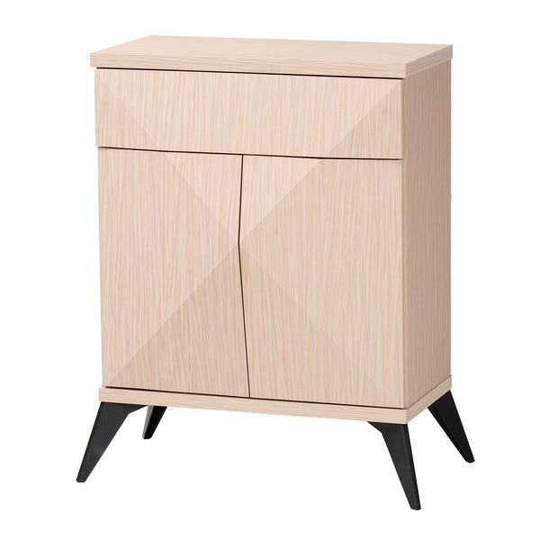 Baxton Studio Draper Mid-Century Modern Two-Tone Light Brown and Black Wood 2-Door Sideboard Buffet