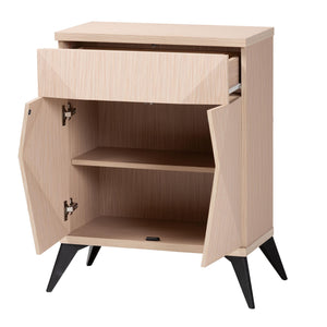 Baxton Studio Draper Mid-Century Modern Two-Tone Light Brown and Black Wood 2-Door Sideboard Buffet