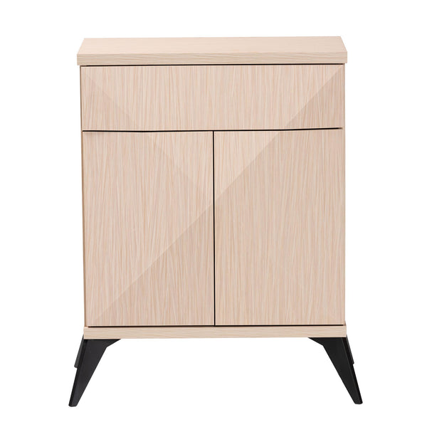 Baxton Studio Draper Mid-Century Modern Two-Tone Light Brown and Black Wood 2-Door Sideboard Buffet