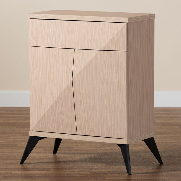 Baxton Studio Draper Mid-Century Modern Two-Tone Light Brown and Black Wood 2-Door Sideboard Buffet