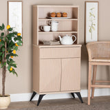 Baxton Studio Draper Mid-Century Modern Two-Tone Light Brown and Black Wood Kitchen Cabinet