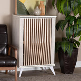 Baxton Studio Simona Mid-Century Modern Transitional Light Grey and Brown Wood 2-Door Storage Cabinet