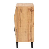 Baxton Studio Bergen Mid-Century Modern Transitional Two-Tone Espresso and Oak Brown Finished Wood 2-Door Storage Cabinet