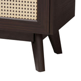 Baxton Studio Giancarlo Mid-Century Modern Espresso Brown Wood 2-Door Shoe Cabinet with Rattan Door