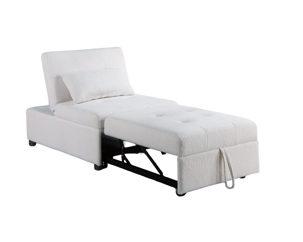 English Elm Contemporary Armless Sleeper Sofa Chair with Sherpa Tufted Seat, Pull-Out Bed & Accent Pillow, White B011P200214