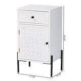 Baxton Studio Nefeli Mid-Century Transitional White Finished Wood and Black Metal 1-Drawer Storage Cabinet