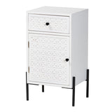 Nefeli Mid-Century Transitional White Finished Wood and Black Metaln Storage Cabinet