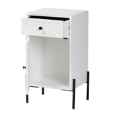 Baxton Studio Nefeli Mid-Century Transitional White Finished Wood and Black Metal 1-Drawer Storage Cabinet