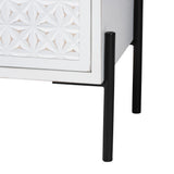 Baxton Studio Nefeli Mid-Century Transitional White Finished Wood and Black Metal 1-Drawer Storage Cabinet