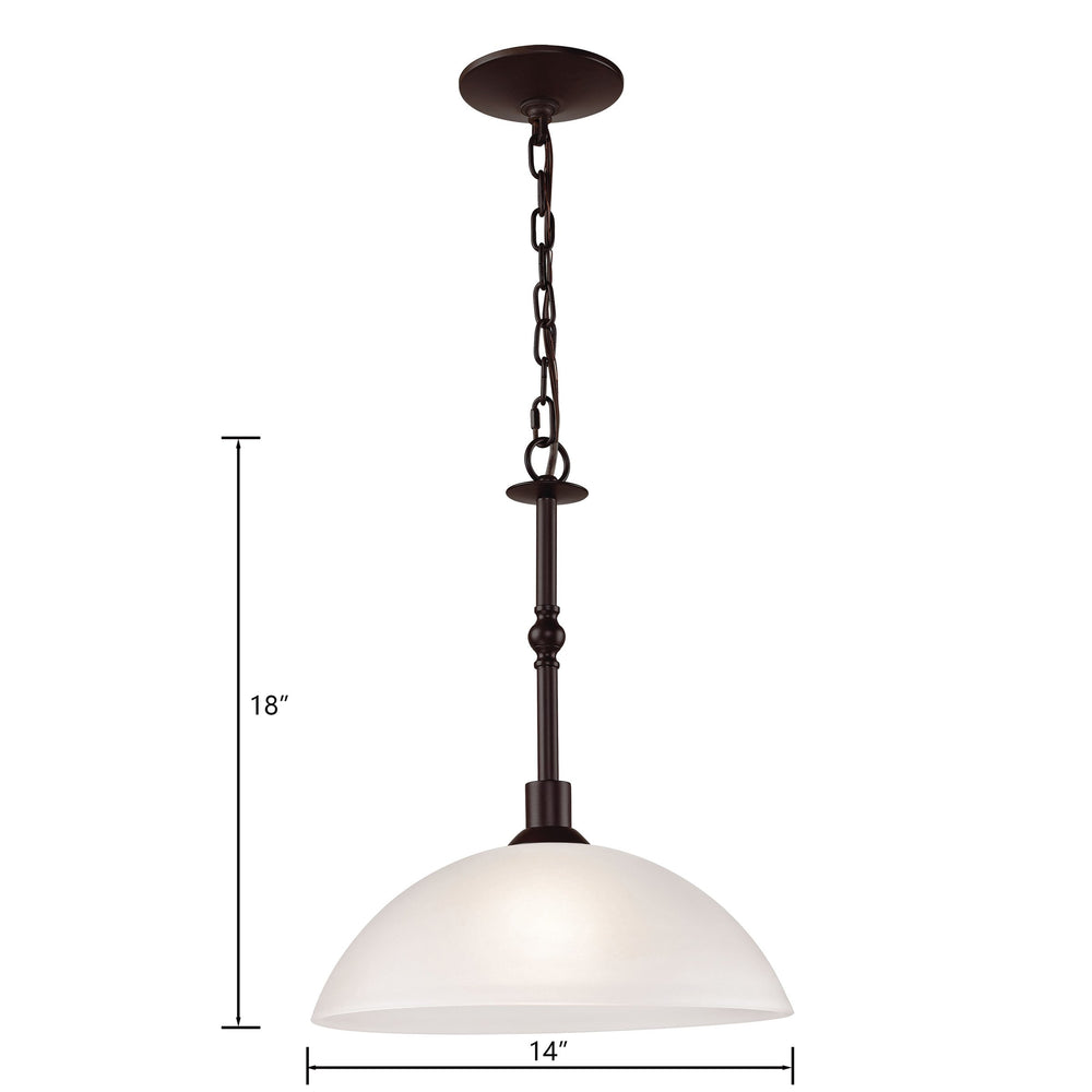 Thomas Lighting Jackson Tulip Frosted Glass Pendant Light Oil Rubbed Bronze for Kitchen or Entryway 1351PL/10