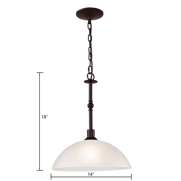 Thomas Lighting Jackson Tulip Frosted Glass Pendant Light Oil Rubbed Bronze for Kitchen or Entryway 1351PL/10