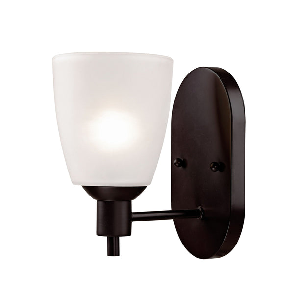 Thomas Lighting Jackson Three Light Vanity Bar with Frosted Tulip Shades in Oil Rubbed Bronze Finish 5 W x 7 D x 8 H 1351WS/10