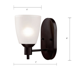 Thomas Lighting Jackson Three Light Vanity Bar with Frosted Tulip Shades in Oil Rubbed Bronze Finish 5 W x 7 D x 8 H 1351WS/10