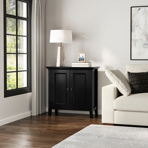 English Elm Amherst Solid Pine Low Cabinet Matte Black Finish Transitional Storage for Any Room B136P436063