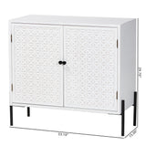 Baxton Studio Nefeli Mid-Century Transitional White Finished Wood and Black Metal 2-Door Storage Cabinet