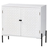 Baxton Studio Nefeli Mid-Century Transitional White Finished Wood and Black Metal 2-Door Storage Cabinet