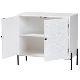 Baxton Studio Nefeli Mid-Century Transitional White Finished Wood and Black Metal 2-Door Storage Cabinet