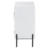 Baxton Studio Nefeli Mid-Century Transitional White Finished Wood and Black Metal 2-Door Storage Cabinet