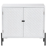 Baxton Studio Nefeli Mid-Century Transitional White Finished Wood and Black Metal 2-Door Storage Cabinet