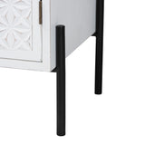 Baxton Studio Nefeli Mid-Century Transitional White Finished Wood and Black Metal 2-Door Storage Cabinet