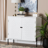 Baxton Studio Nefeli Mid-Century Transitional White Finished Wood and Black Metal 2-Door Storage Cabinet